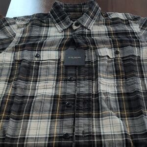 Filson Men's Gray and Black Plaid Button Down Shirt